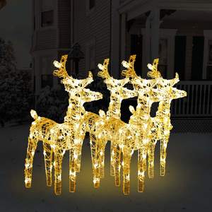 Juego de 4 Luces Navideñas de Acrílico Blanco Cálido con Forma de Reno, Decoración Acogedora para la Época Festiva - Product Image 1