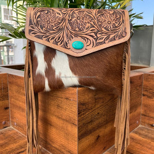 Hot Selling Hand Tooled <b>Leather</b> Fringe Crossbody Bag Cowhide Turquoise Stone Shoulder Bag Western <b>Leather</b> Envelope Women <b>Purse</b> - Product Image 3