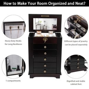 Scatola Portagioie in Legno a 6 Livelli con 5 Cassetti, Organizzatore Marrone - Product Image 4