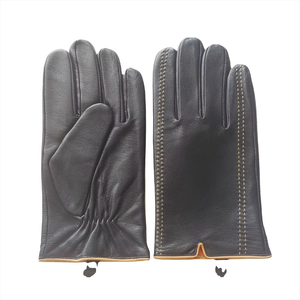 Gants de travail en cuir, texture lisse, antidérapants, durables, usage général, poignets droits - Product Image 1