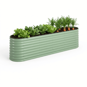 Jardinera Elevada Galvanizada Resistente, Caja de Metal Ovalada para Jardín, para Cultivo de Vegetales al Aire Libre GB027 - Product Image 1