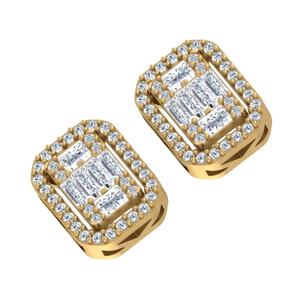 Hauts de boucles d'oreilles personnalisés pour hommes et femmes en or jaune, blanc et rose massif 10kt, 14kt, cloutés de vrais diamants VS-SI véritables - Product Image 1