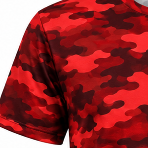 <b>Red</b> Camo <b>T</b> <b>Shirt</b> <b>Men</b> Short Sleeve Crew Neck Camouflage Printed Sports Training Running Gym Workout Performance Activewear - Product Image 3