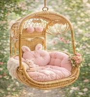 Fauteuil suspendu rustique en osier tressé, style ferme, pour extérieur, avec coussin non imperméable, mobilier de patio, vente en gros personnalisée