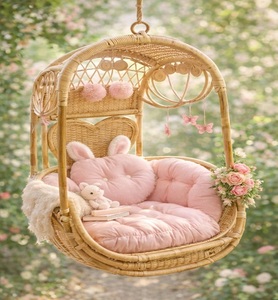 Wholesale Customized Weather Wicker <b>Egg</b> Farmhouse Hanging Chair Outdoor Swing <b>Seat</b> Non-Waterproof Cushion Rustic Patio Furniture - Product Image 2