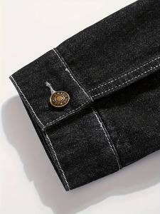 Chaqueta vaquera informal personalizada para hombre, estilo vintage con costuras en contraste, abotonada, de algodón, prenda exterior de moda. - Product Image 4