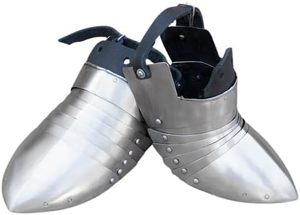 Armadura de pie para recreación medieval Buhurt SCA, zapatos Sabaton antiguos, combo de Sabatones de acero, electrochapados, pulidos, coleccionables de arte. - Product Image 2