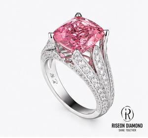 แหวนหมั้นเพชรทรงรัศมีสีชมพู 18K ทองคำขาว เพชรเพาะเลี้ยงในห้องปฏิบัติการ ดีไซน์แหวนแยกส่วนประดับเพชรทรงกลมเจียระไนแบบบริลเลียนท์ หรูหรา เหมาะสำหรับวันครบรอบ - Product Image 5