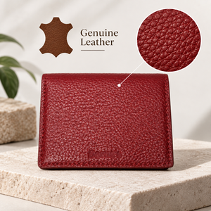 Portefeuille fin minimaliste en cuir de vachette véritable rouge, pliable, pour cartes et argent, pour un usage quotidien décontracté - imperméable, fait main, unisexe - Product Image 3