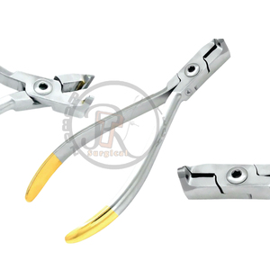 Pince orthodontique manuelle universelle T/C pour coupe et maintien de la extrémité distale, 4,5 pouces, avec inserts en carbure de tungstène, manche doré, réglable - Product Image 1