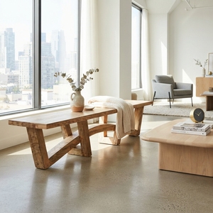 Treedi <b>Bench</b> Modern Geometric Solid Wood Seating Elegant Entryway Furniture For Rustic Contemporary Interior Homes Design Setups - Product Image 2