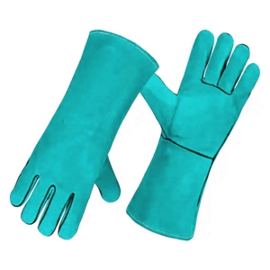 High Quality Blue Cow Split Leather Flame Retardant Welding Gloves <b>Fire</b> Proof Industrial Safety with Thumb Palm Protection - Product Image 3