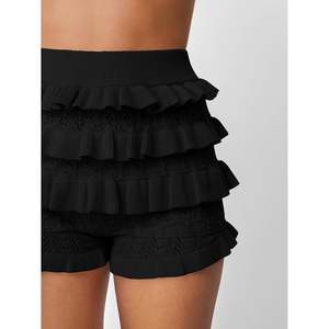 Trendy 2025 Queen Womens Ruffle Shorts Hollow Crochet Bloomers Summer Vacation Beach Fashion Lolita Ropa para adolescentes Spandex - Product Image 1
