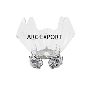 Beau verre blanc de luxe en métal avec support de style design fantaisie standard argenté pour bols de service d'ustensiles de cuisine au prix le plus bas - Product Image 1