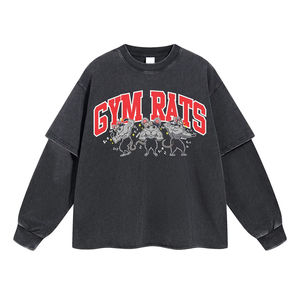 Nouveauté 2026 – T-shirts Homme Personnalisés Effet Vieilli 100% Coton 280 g/m² Lavage Acide Manches Double Couche - Product Image 1