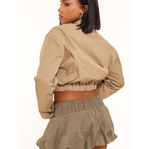 Blouson universitaire pour femme de haute qualité, avec logo imprimé en relief, OEM, style crop top de baseball, léger, imperméable, sexy, streetwear - Product Image 6