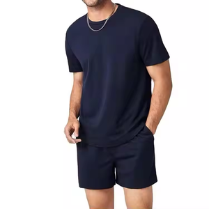 2026 New Summer Casual Wear High Street Terry Polyester/Cotton Men's Plus Size Quick Dry Breathable 2-Piece Set Oversized <b>Drop</b> - Product Image 5