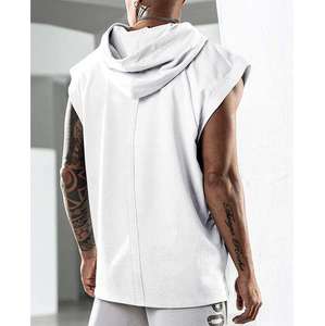 Men's Sporty <b>Workout</b> Hooded Tank Tops 100% Cotton Gym <b>Hoodie</b> with Muscle Cut Off Breathable Sleeveless <b>Hoodie</b> for Bodybuilding - Product Image 2