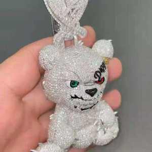 Colgante de oso de peluche estilo vintage con incrustaciones de moissanita, estilo hip hop, hecho en India, para regalo - Product Image 3