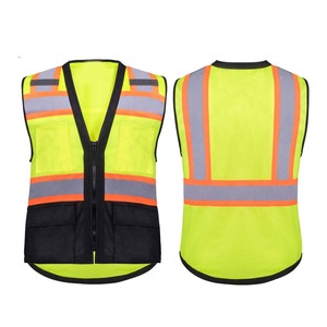Nouveau gilet de sécurité en maille avec fermeture auto-agrippante, gilet de travail haute visibilité réfléchissant en jaune orange, logo personnalisé OEM, tissu - Product Image 6