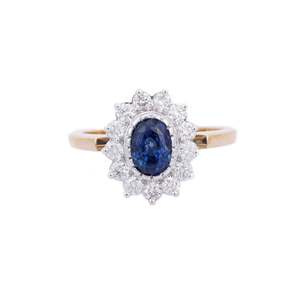 Platinum 18K Yellow Gold Pear & Cushion Cut Sapphire Engagement Ring - Product Image 5