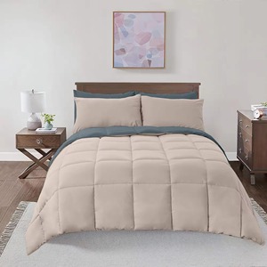 ชุดผ้าห่มนวมผ้าฝ้ายแบบกลับด้านได้ สีเทาเบจ นุ่มสบาย สำหรับใช้ในบ้าน - Product Image 2