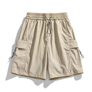 Shorts en nylon beige et marron contrastant pour femme, taille élastique, décontracté, été, sport, vêtements de détente, personnalisé par le fabricant - Product Image 5