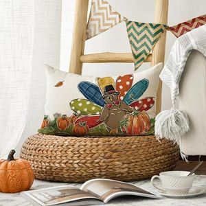 AVOIN ColorLife Fodera per cuscino decorativa autunnale con motivo Tacchino e Zucca per il Ringraziamento, per Divano, Accessorio Decorativo Festivo - Product Image 3