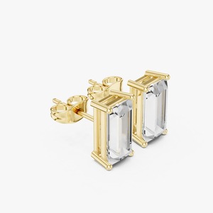 Pendientes de Diamantes Cultivados en Laboratorio con Corte Baguette Recto de 3.71CTW, Oro Amarillo de 9K, 4 Puntas, Joyería Fina al por Mayor OEM - Product Image 6