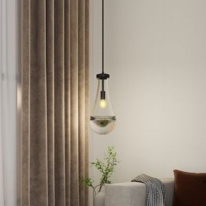 Lampadario Moderno a Goccia Nera, Lampada a Sospensione per Isola Cucina e Sala da Pranzo, Lampadario a Goccia - Product Image 1