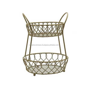 Modern Luxury Gold Metal Wire <b>Fruit</b> <b>Basket</b> with Stylish Hook Hot Kitchen Storage Decoration with Plating Technique - Product Image 4