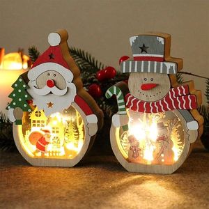 Set di 2 Pupazzi di Neve e Babbo Natale Illuminati in Legno per Decorazioni Natalizie da Interno, Statuette e Giocattoli per il Periodo Natalizio! - Product Image 1