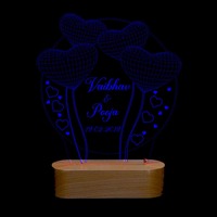 Lampe LED S3D Illusion Multicolore en Gros avec Design Cercle et Cœur de Ballon, Veilleuse en Acrylique Disponible à la Vente