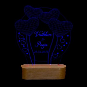 Wholesale Supply S3D Illusion Multi-Color LED Lamp with Circle and <b>Balloon</b> Heart Design Acrylic Night Light Available For Sale - Product Image 4