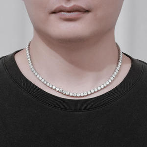 Collar de Cadena de Eslabones Tipo Tenis con Piedras de Moissanita, Chapado en Oro, Joyería Hip Hop, Venta al por Mayor - Product Image 4