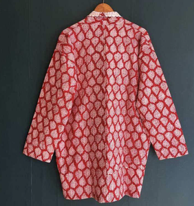 Women's Vintage Kantha Printed Cotton Jacket Reversible Long Sleeve <b>Cardigan</b> <b>with</b> <b>Belt</b> Closure Casual Outerwear - Product Image 4