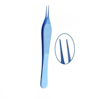 Pince à tissus ophtalmique Adson de précision, chirurgicale, bleue, en acier inoxydable allemand