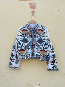 Handmade <b>Velvet</b> Suzani Kimono Jacket Eye Embroidery | Eco-Friendly Breathable Anti-Wrinkle Quick-Dry <b>Quilted</b> 100% Cotton Boho - Product Image 2