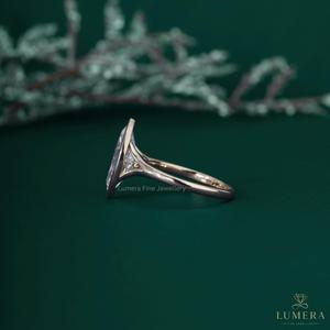 Anillo de Compromiso de Lujo con Diamante Cultivado en Laboratorio, Corte Marquesa, Engaste en Bisel, Oro 14K/18K, Solitario, Certificado IGI, Joyería Fina para Mujer - Product Image 6