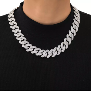 Collar de Cadena de Eslabones de Plata 925 con Baño de Rodio y Moissanita para Hombre, Estilo Hiphop, Uso Diario - Product Image 2