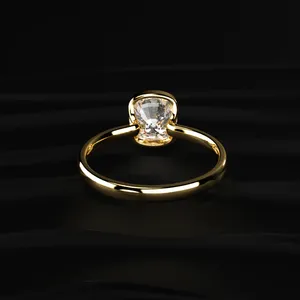 Elegant 1Ct <b>Cushion</b> Cut Lab Grown Yellow Gold Diamond <b>Ring</b> Diamond Engagement <b>Rings</b> VVS-VS Clarity IGI Certified - Product Image 5
