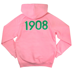 เสื้อฮู้ดสีชมพูปักลายกรีนเชนิลล์ สำหรับสตรีชมรมพี่น้องกรีก ผ้าพรีเมียม นุ่มสบาย ใส่ได้ทุกวัน ทรงสวยทันสมัย - Product Image 2