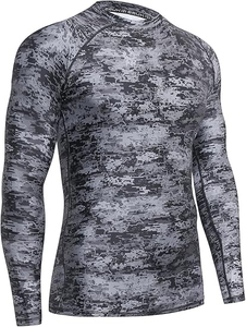 Men's Rash Guard Long Sleeves UPF 50+ UV Sun Protection Quick Drying Splice Compression <b>Swim</b> Shirts Quick Dry Sports Shirt - Product Image 5
