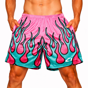 Pantalones Cortos Deportivos de Malla con Estampado de Corazones para Hombre, Transpirables, para Entrenamiento, Gimnasio, con Cordón en la Cintura, de Secado Rápido, para Correr y Hacer Ejercicio - Product Image 5