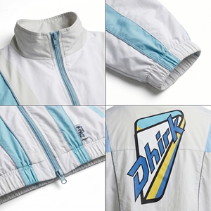 Custom Men's <b>Retro</b> Color-Block Windproof Stand Collar <b>Tracksuit</b> Set (Model Number Dried) - Product Image 4