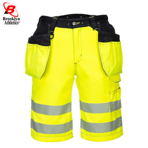 Pantalones Cortos de Trabajo de Alta Visibilidad para Hombre, Color Naranja, Secado Rápido, Impermeables, con Cinta Reflectante y Logotipo Personalizado - Product Image 2