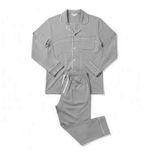Ensemble de nuit pour homme en tissu doux, respirant, décontracté, 100% soie, manches longues, pour un confort relaxant - Product Image 4