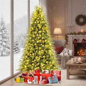 7ft Pre-Lit Christmas <b>Tree</b> with 400 Warm White LEDs Dual Layer TPE/PVC Design 1217 <b>Branch</b> Tips Green Color - Product Image 6