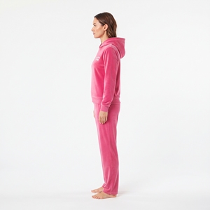 Conjunto de Salón de Terciopelo para Mujer, Sudadera con Capucha de Forro Polar Rosa y Pantalones, Chándal Casual de Dos Piezas de Color Liso para Invierno - Product Image 4