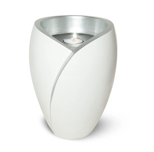 Urne funéraire en métal rouge et blanc pour le stockage des cendres funéraires - Product Image 2